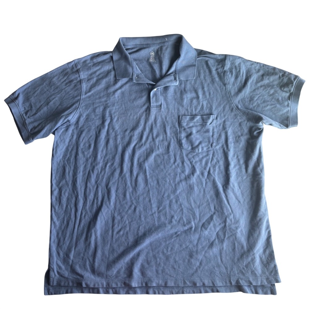 Harbor Bay Mens 3XLT Blue Cotton Pique Short Sleeve Pocket Polo Big and Tall NEW